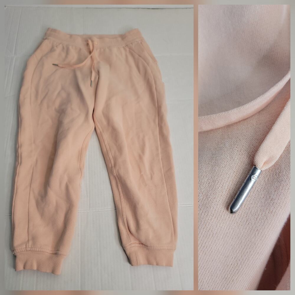 Lululemon Scuba Jogger Pants Womens Sz 10 High Rise Fleece Athletic Peach W5DQRS